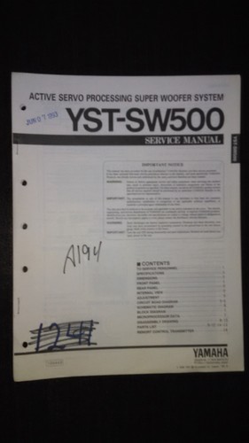 Yamaha yst sw500 service - yamaha, yst-sw500