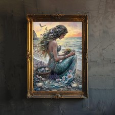 Mermaid Cottagecore Art Print