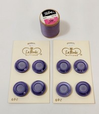 Vintage 8 Violet La Mode Buttons 3/4" Matching Talon Thread Spool