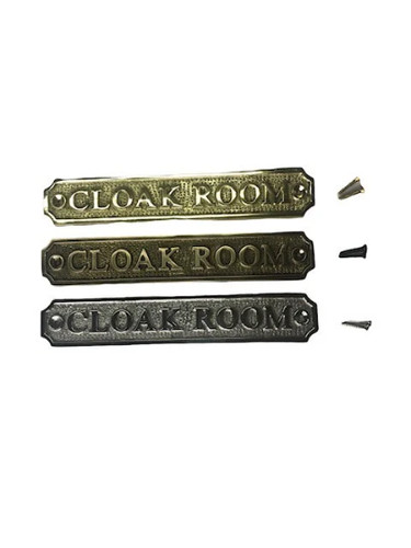 Cloak room door - room, plaque