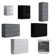 2/3/4/6/7/8 Chest Of Drawers Gloss Front Matt Frame Bedroom Storage Furniture.