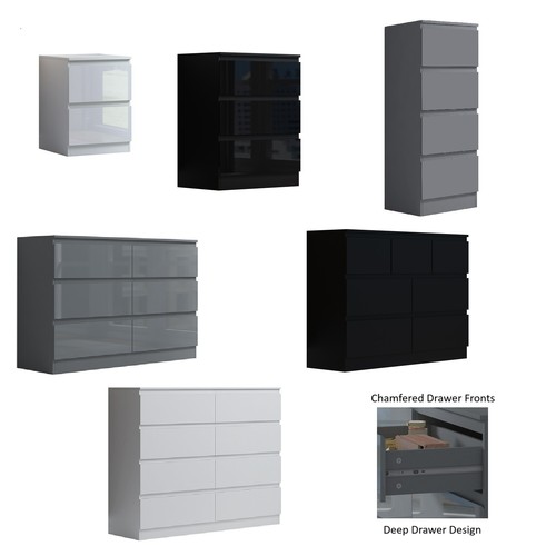 Gloss front chest drawers - gloss,