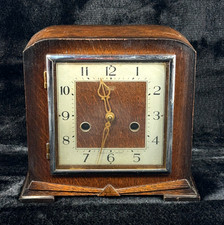 Smiths Enfield Mantel Clock Wood Case 8-Day Wind-Up Made in Britain untested
