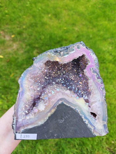 Titanium aura amethyst geode - aura,