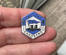 Vintage PGL Sailing Canoeing Enamel Pin Badge Water Sport Company Canoe Boats