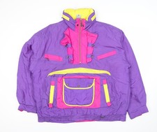 Rodeo Womens Purple 90s Ski Jacket Size 14 Colour Block Winter Coat