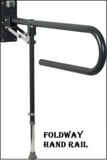 Grey Foldaway Hand Rail with Drop Down Leg Stainless Steel Easy to Install