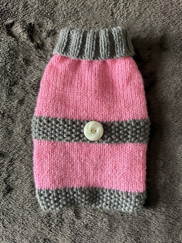 Pink grey dog jumper - grey,