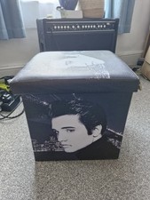Elvis Ottoman Storage Box Footstool With Faux Leather seat and Cushion Foam Lid