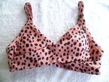 LADIES TU BNWOT SIZE 10 BLUSH & BLACK ANIMAL PRINT PADDED TRIANGLE BIKINI TOP