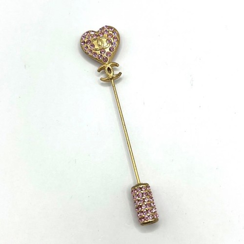 Chanel brooch heart rhinestone - chanel,