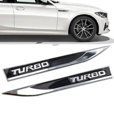 2x Black Sticker 3D Metal TURBO Logo Sport Emblem Badge Car Fender Decal Sticker