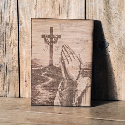 Praying hands wooden engraved - hands,