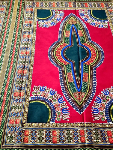 Red green african print - red,