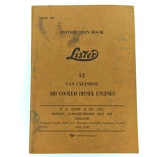Lister ST 1-2-3 Cylinder Air Cooled Diesel Engines Instruction Book