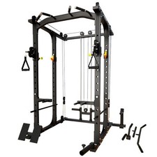 Power Squat Rack Cage Multifunctional Cable Pulley System Home Gym Weight Lift
