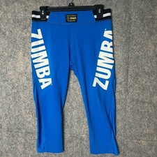 Zumba Woman Size Large Blue Athletic Workout Capri Pants