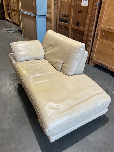 French cream leather chaise - leather,