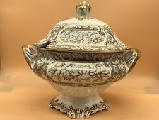 Large antique Ridgway Gold Birmah tureen with artichoke finial. 4/7780. c1860-73