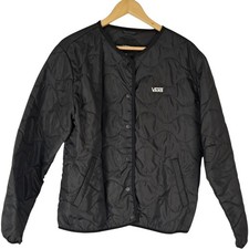 Vans Jacket Large Men's Black Polyester Button Up Skater Skate Long Sleeve