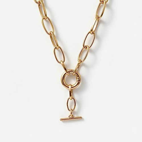 Bar necklace gold plated - t,