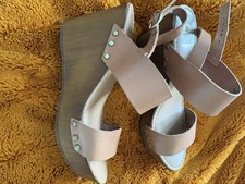 Dune Tan Leather Wedge Sandals