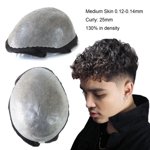 Natural mens toupee - natural, curly