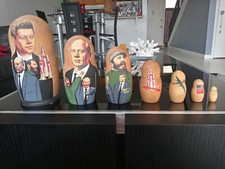 Rare JFK/Fidel Castro/Russia Hand-numbered Authentic Russian Nesting Dolls