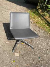 Brunner Finna 6742 Lounge Chair, Real Grey Leather, Chrome Fixed Swivel Base