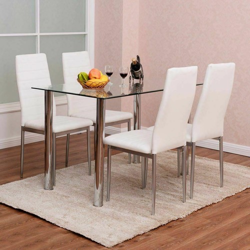 Piece dining set glass table - set,