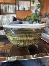 Vintage Eden Pottery Rye Large Scraffito Bowl In Green And Black