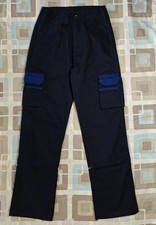 Mens Orn Navy Blue Elasticated Straight Cargo Trousers Size 30" Waist / 31" Leg