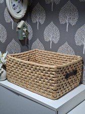 Rectangle Straw Storage Basket with Handles