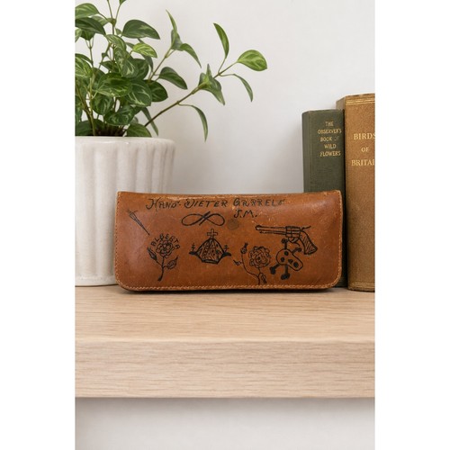 Vintage leather pencil case - vintage,