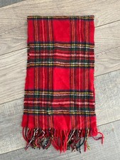 LOCHCARRON OF SCOTLAND Red Checked 100% Lambswool Rectangle Scarf One Size