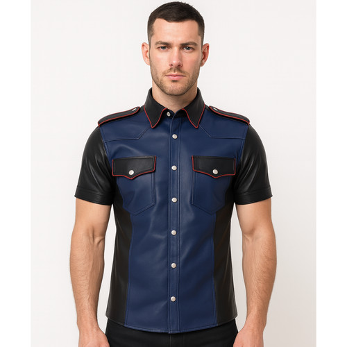 Mens leather shirt slim - mens,