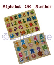 Children Kids Alphabet ABC Numbers 123 wooden jigsaw learning educational puzzle