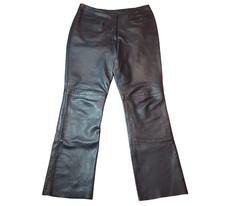 Vintage Womens Super Soft 100% Leather Bootcut Trousers Size W31 L32 Black Pants