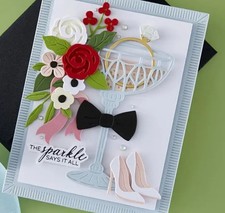 Metal Cutting Dies Wedding Day Die Bride Groom Glass Flowers Wine Card Making 