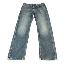 Levi's 505 Mens Jeans Regular Straight 32 32 Mid Wash Blue Whiskers Fade Zip