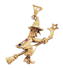 9ct Gold Witch Pendant