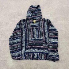 Vintage Baja Hoodie Abstract patterned pullover chunky knit jacket Women's M
