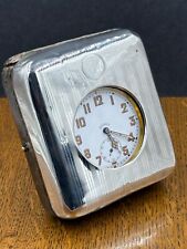 Silver framed traveling time piece watch clock William Comyn's London 1913