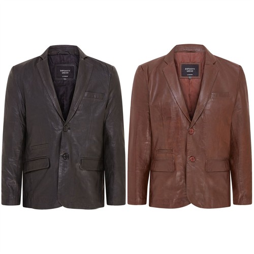 Mens leather blazer jacket - leather,