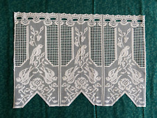 Vintage Swiss French Pictorial Net Curtains Panel Bird Cottage Cafe style