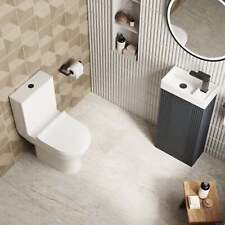 Deco 400mm Cloakroom Bathroom Suites Close Couple Toilet Black & Black Finishing