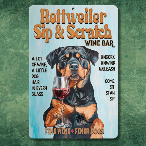 Rottweiler wine bar sign funny - rottweiler,