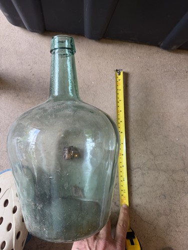 Antique aqua glass demijohn - aqua,