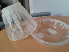 YANKEE CANDLE SPARKLEY CRACKLE GLASS 'ICICLE' SMALL SHADE & PLATE SET -  PERFECT