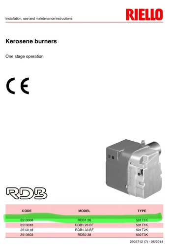 Riello rdb1 oil fired burner - fired,
